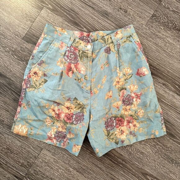 Ralph Lauren Vintage Linen Floral Shorts - Picture 1 of 5